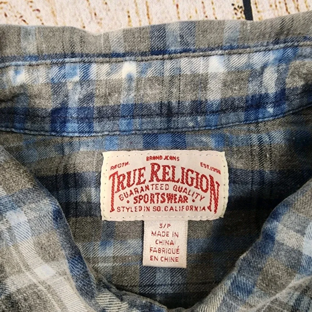 True‎ Religion Men's Plaid Button Front Long Sleeve Shirt Mens Size S